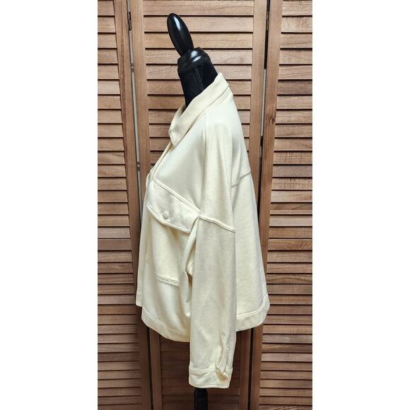 Aerie New Cream Thick Oversized Snap Button Collared Shacket Jacket Size 2X XXL - Picture 5 of 7